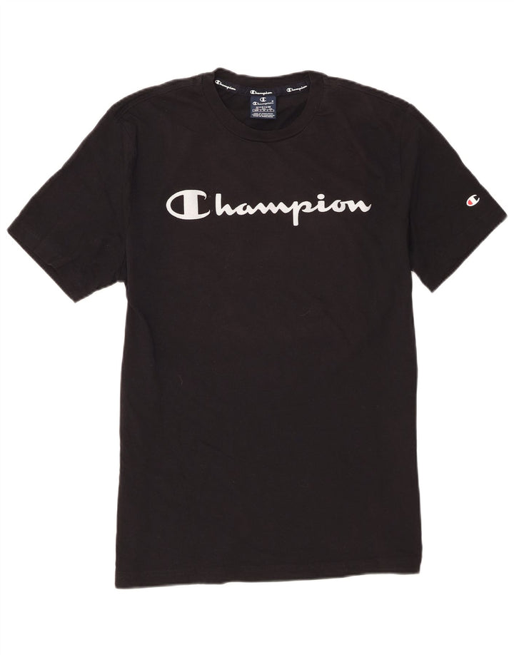 Champion Mens Graphic T-Shirt Top Medium Black Cotton