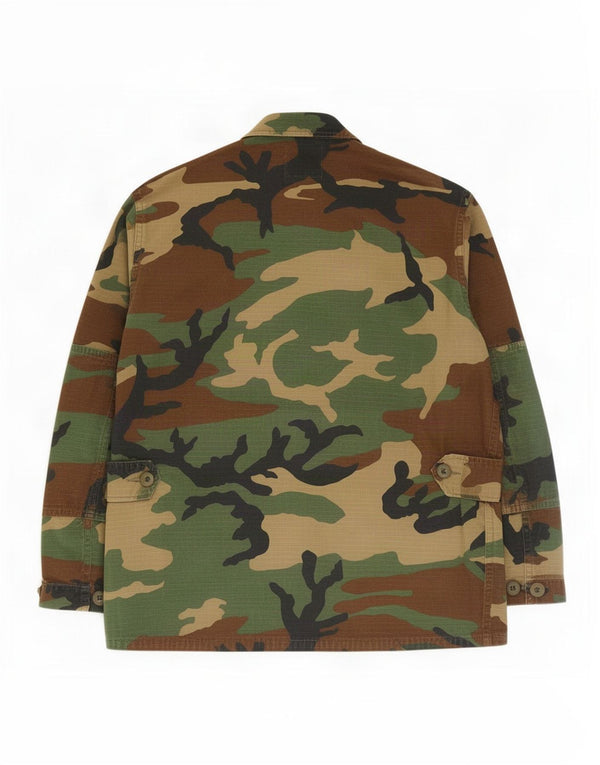 Vintage Mens Graphic Military Jacket UK 36 Small Khaki Camouflage Cotton