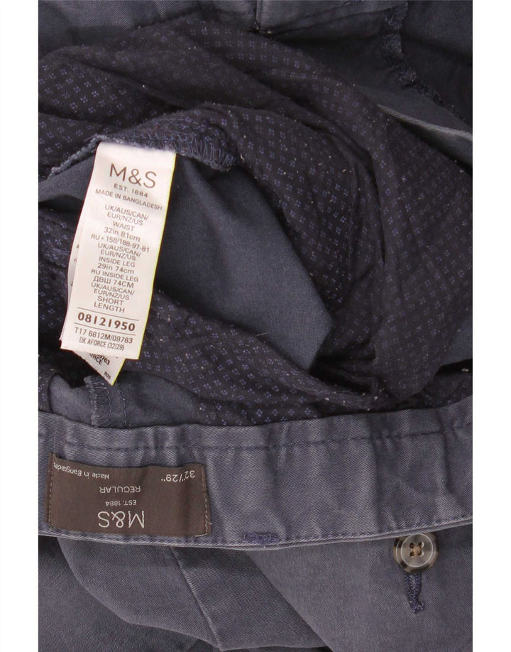 Marks & Spencer Mens Straight Regular Chino Trousers W32 L29 Navy Blue