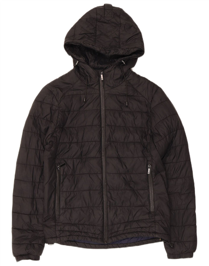 ZARA Mens Hooded Padded Jacket UK 36 Small Black