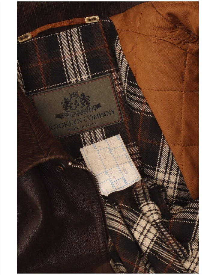 Vintage Mens Leather Jacket IT 50 Large Brown Leather