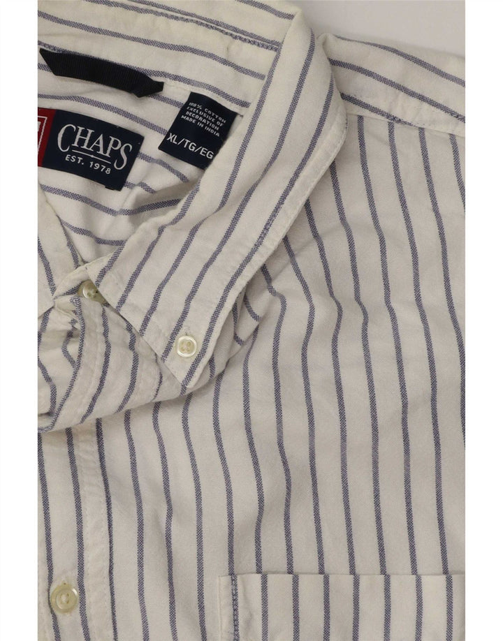 Chaps Mens Shirt XL White Pinstripe Cotton