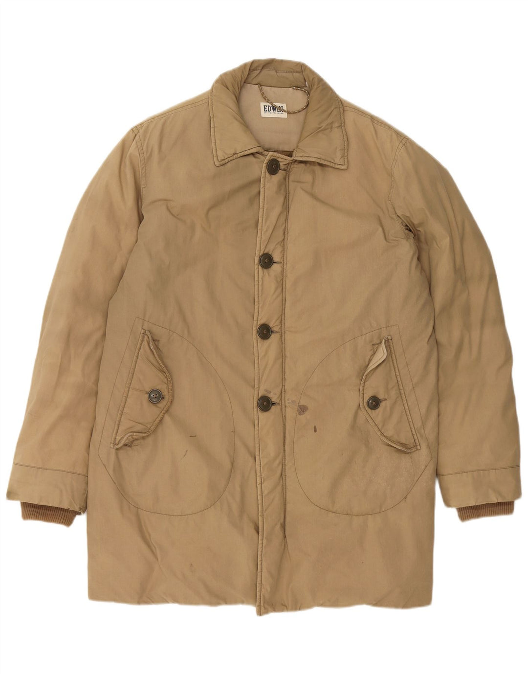 EDWIN Mens Padded Coat UK 38 Medium Beige Cotton