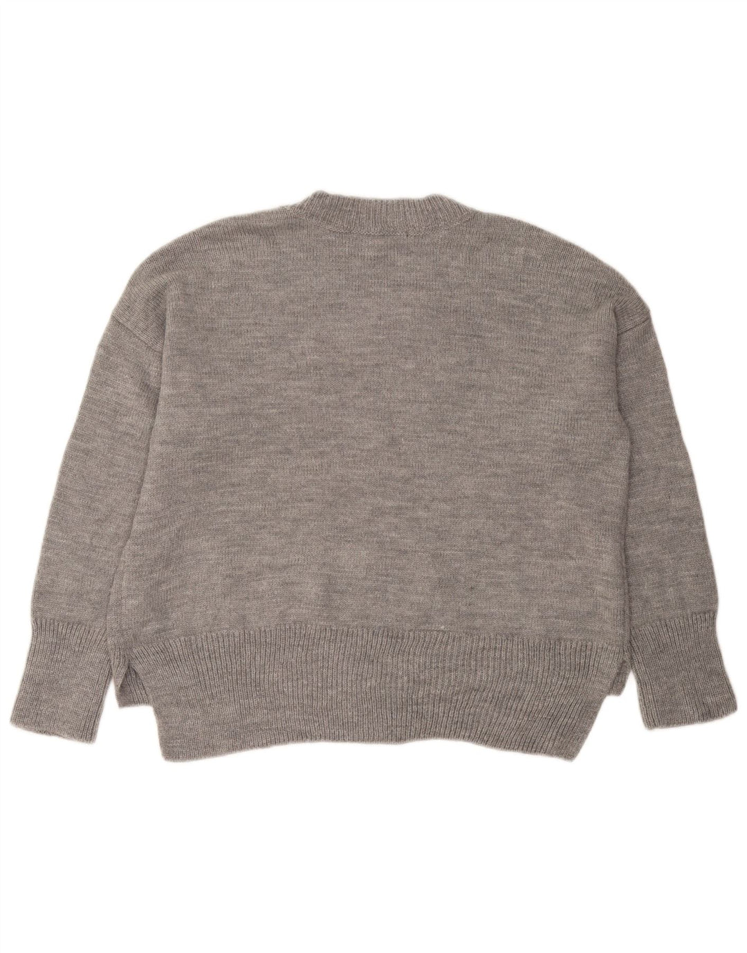 TOMMY HILFIGER Womens Oversized Crew Neck Jumper Sweater UK 10 Small Grey