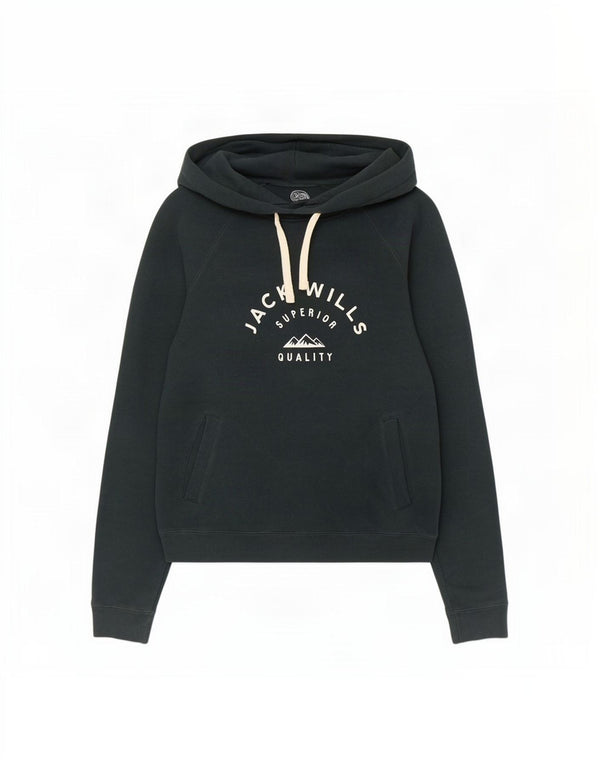 Jack Wills Womens Graphic Hoodie Jumper UK 8 Small Green Cotton