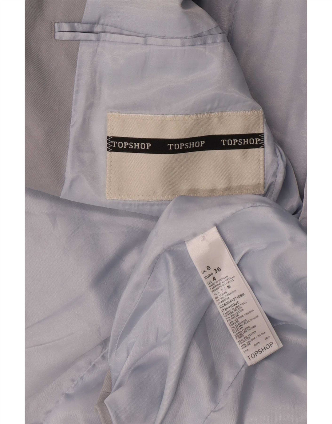 Topshop Womens 1 Button Blazer Jacket UK 8 Small Grey Polyester