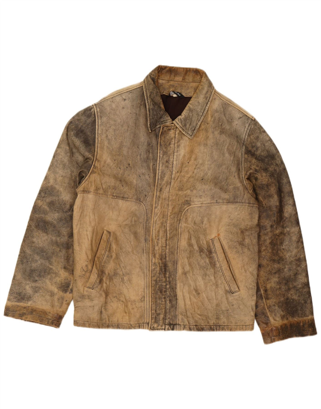 Desi Mens Leather Jacket UK 38 Medium Brown Leather