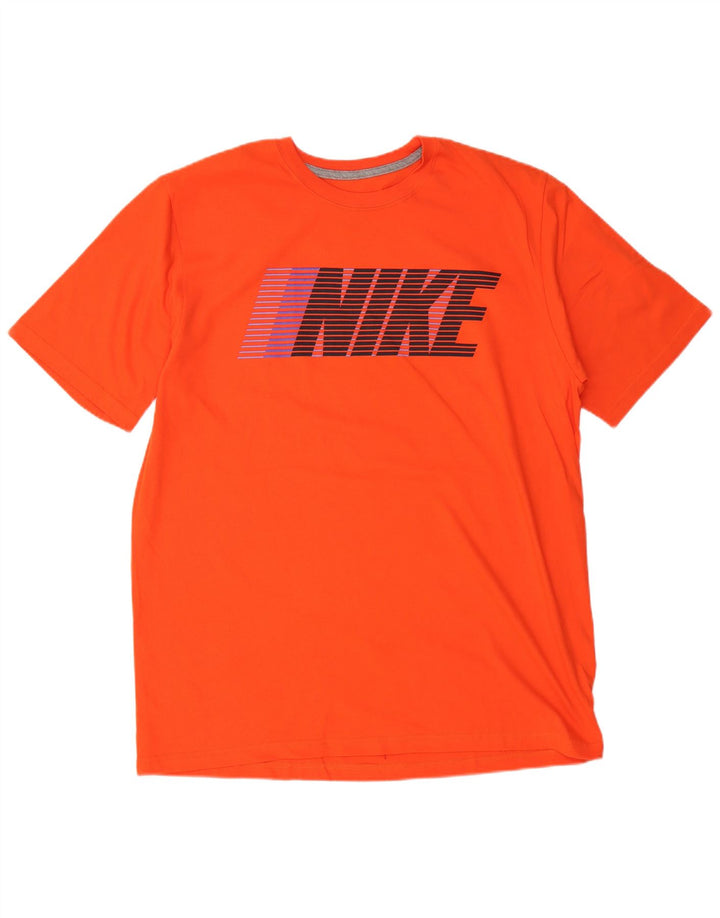 NIKE Mens Regular Fit Graphic T-Shirt Top XL Orange Cotton