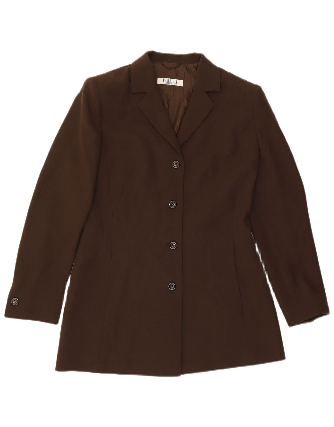 Marella Womens 4 Button Blazer Jacket UK 12 Medium Brown Wool Classic