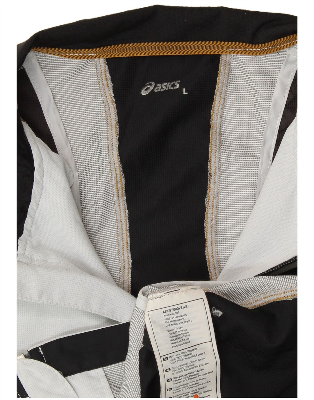 ASICS Mens Tracksuit Top Jacket Large White Colourblock Polyester