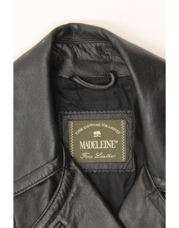 MADELEINE Womens Leather Coat UK 14 Medium Black Leather Vintage Madeleine and Second-Hand Madeleine from Messina Hembry 