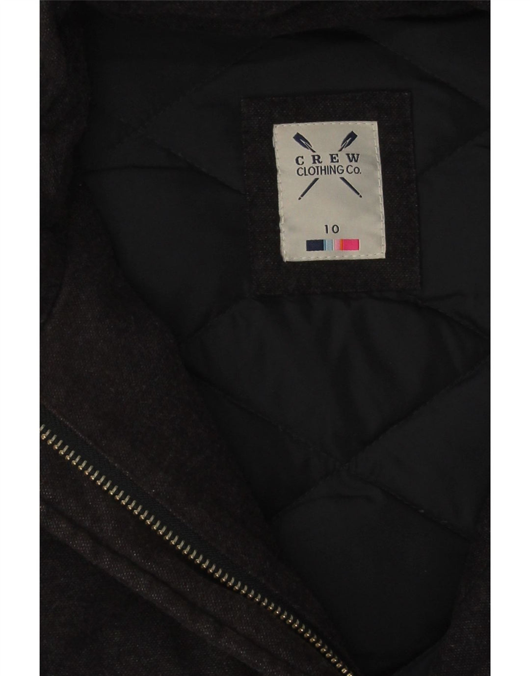 Crew Clothing Womens Oversized Quilted Jacket UK 10 Small Black Cotton