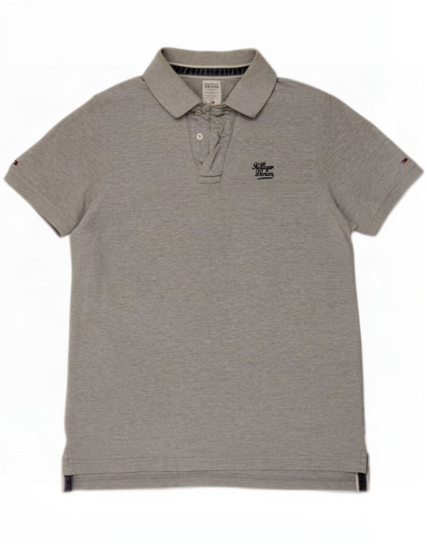 Tommy Hilfiger Mens Polo Shirt XL Grey Flecked Cotton