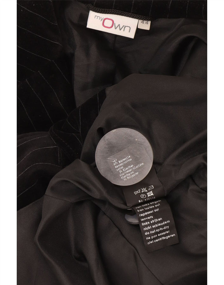 My Own Womens Velvet 2 Button Blazer Jacket IT 44 Medium Black Pinstripe