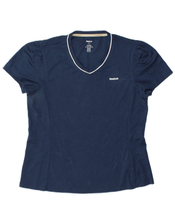 Reebok Womens T-Shirt Top UK 14 Large Navy Blue Polyester