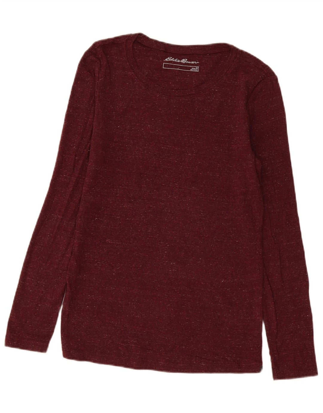 EDDIE BAUER Womens Top Long Sleeve UK 12 Medium Burgundy Flecked Cotton