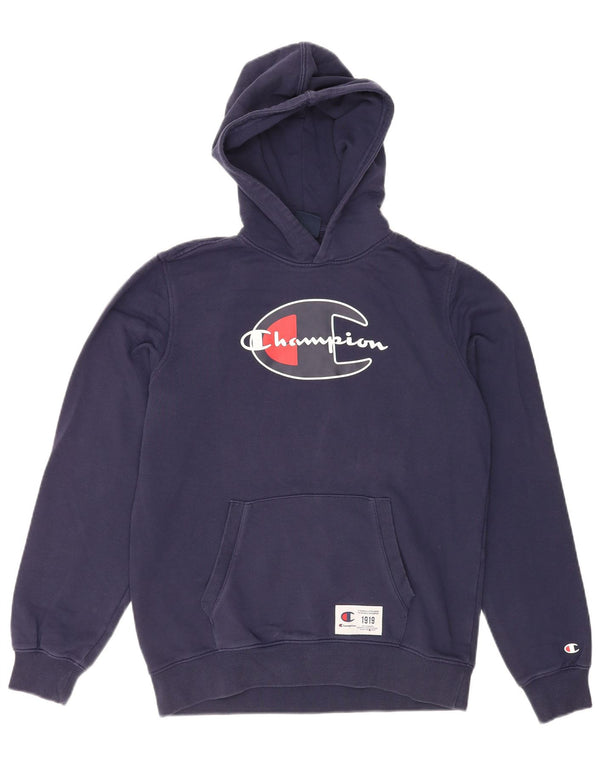 Champion Boys Graphic Hoodie Jumper 15-16 Years 2XL Navy Blue