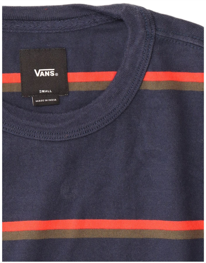 VANS Mens Top Long Sleeve Small Navy Blue Striped