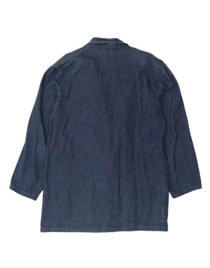 VINTAGE Womens Oversized 2 Button Denim Blazer Jacket IT 40 Small Blue