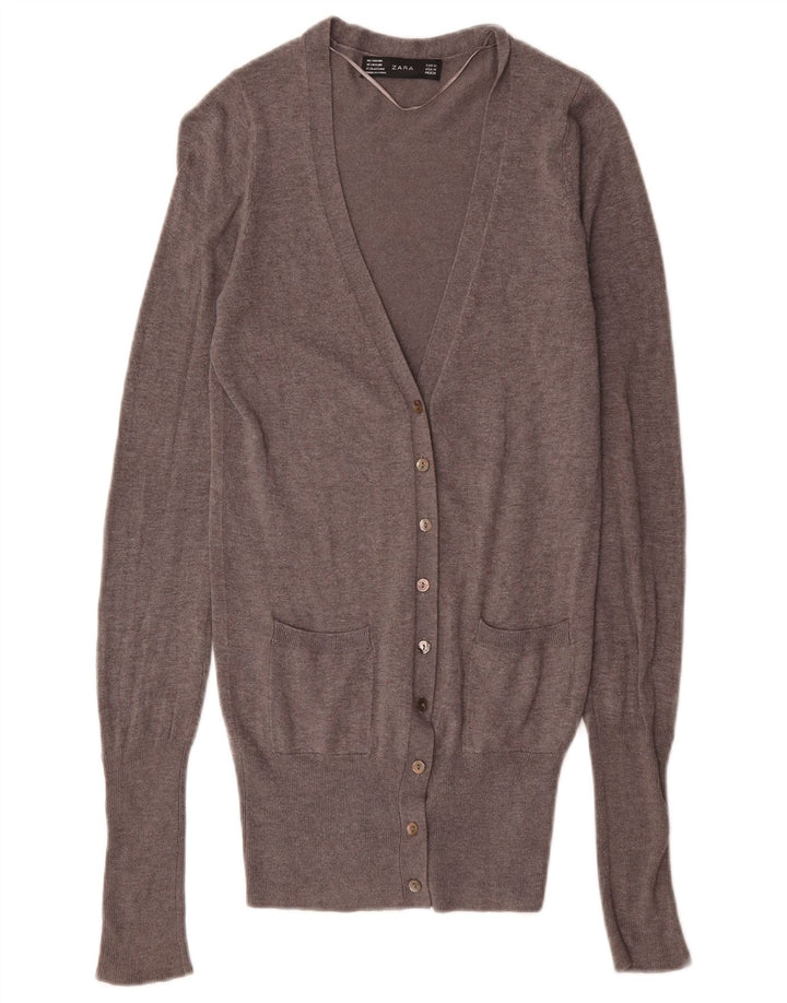 Zara Womens Cardigan Sweater UK 12 Medium Grey Rayon