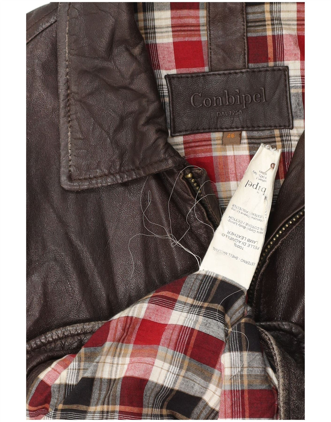 CONBIPEL Mens Leather Jacket IT 46 Small Brown Leather