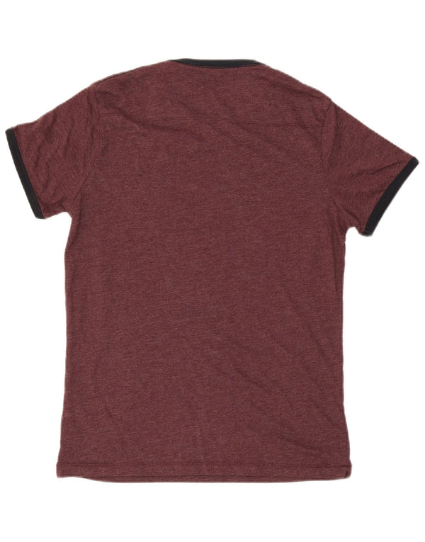 French Connection Mens T-Shirt Top Medium Burgundy Cotton