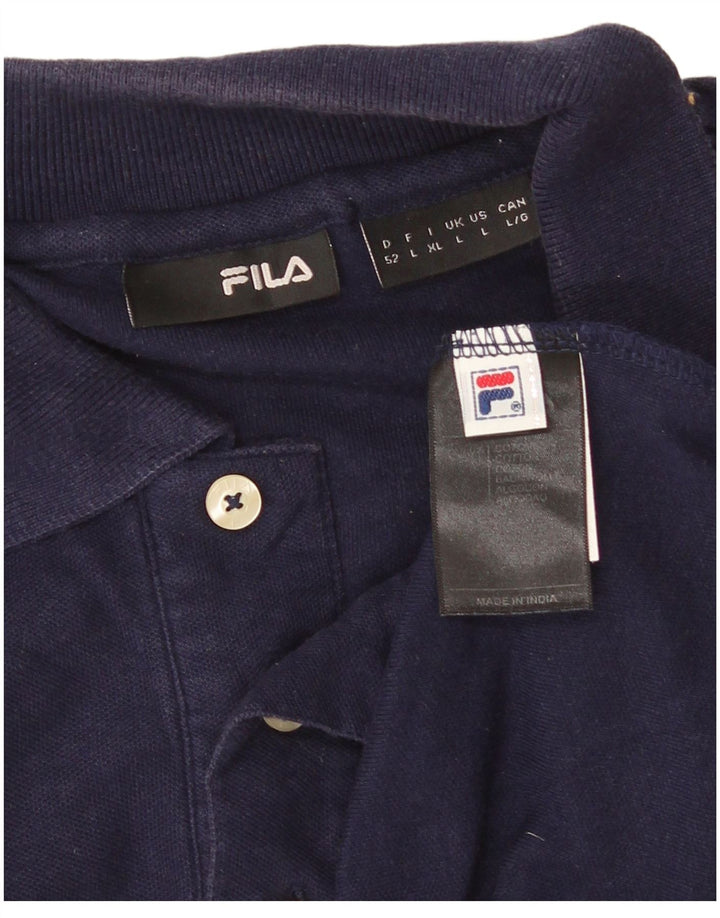 FILA Mens Polo Shirt Large Navy Blue Cotton
