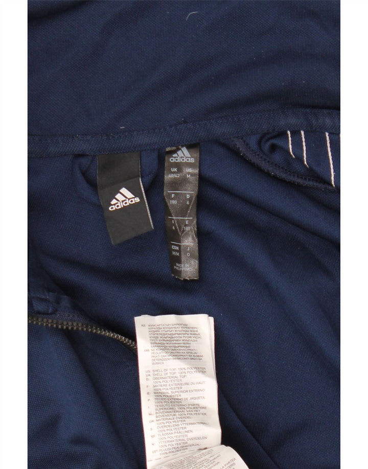ADIDAS Mens Tracksuit Top Jacket UK 40/42 Medium Navy Blue Polyester
