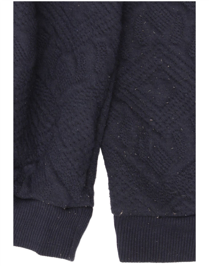 Zara Mens Sweatshirt Jumper Small Navy Blue Argyle/Diamond