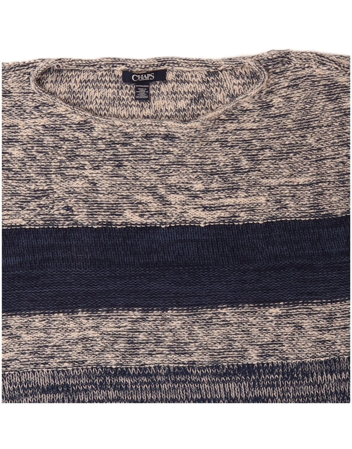 CHAPS Womens 3/4 Sleeve Boat Neck Jumper Sweater UK 22 3XL Grey Striped