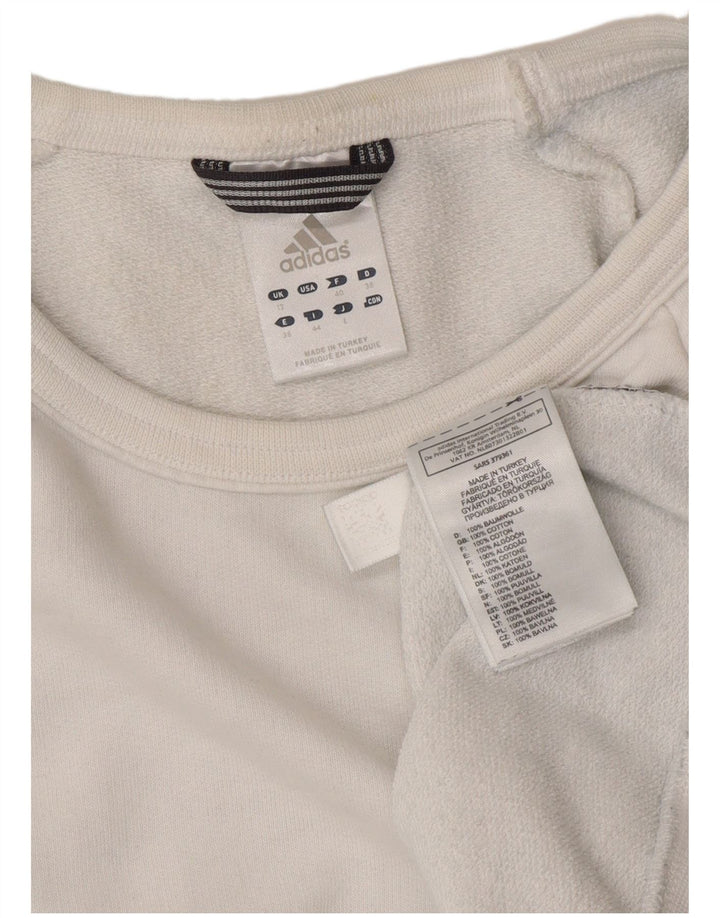 Adidas Womens Sweatshirt Jumper UK 12 Medium  White Cotton
