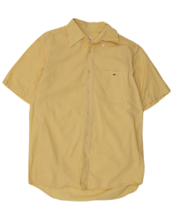 Lacoste Mens Short Sleeve Shirt Size 40 Medium Yellow Cotton