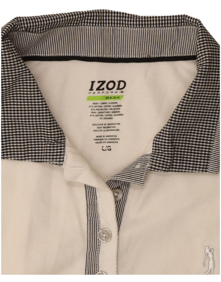 IZOD Womens Sleeveless Polo Shirt UK 14 Large White Cotton