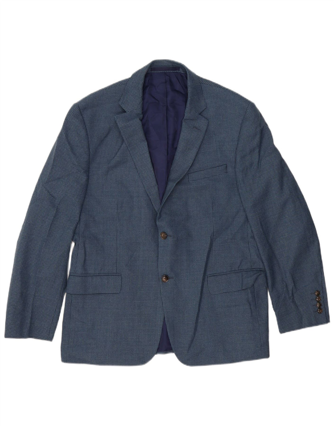 MARKS & SPENCER Mens 2 Button Blazer Jacket EU 52 XL Navy Blue Houndstooth