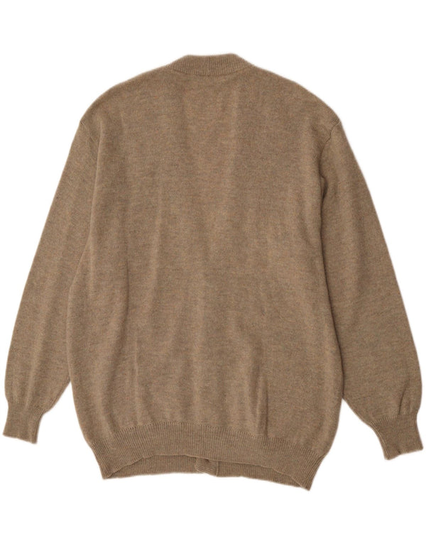 Vintage Mens Cardigan Sweater XL Brown Argyle/Diamond