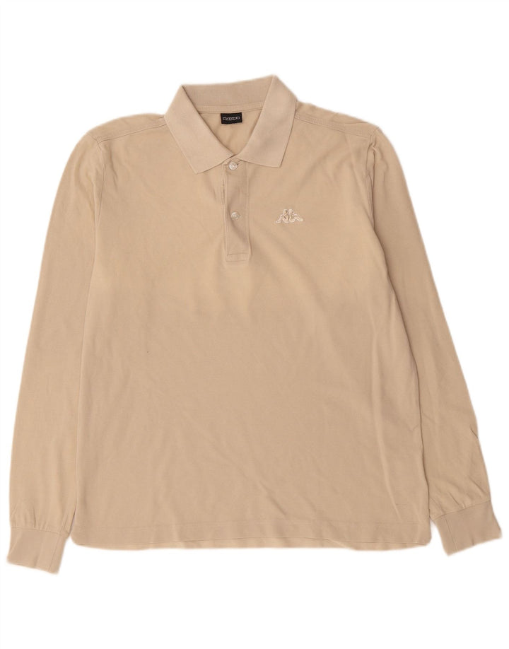 KAPPA Mens Long Sleeve Polo Shirt Small Beige Cotton