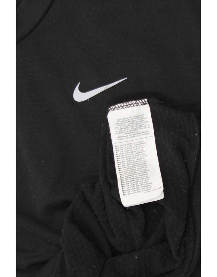 Nike Womens Crop Sweatshirt Jumper UK 12 Medium Black Polyester Sports