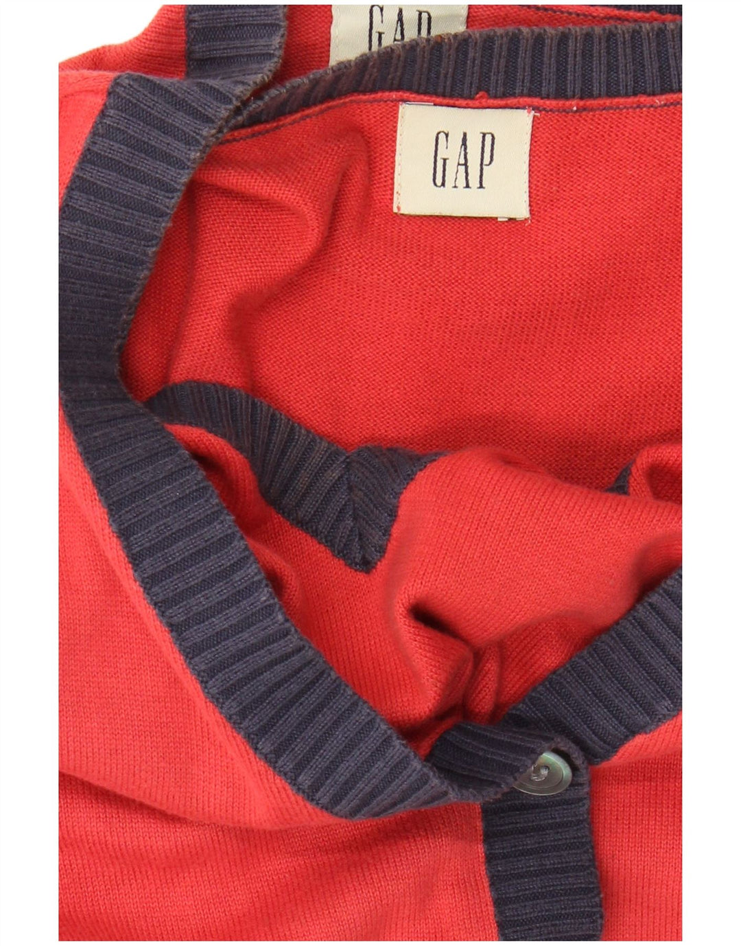 GAP Womens Crop Cardigan Sweater UK 14 Large Red Colourblock