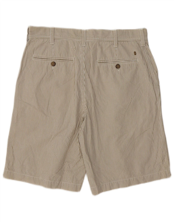 IZOD Mens Chino Shorts W32 Medium  Beige Gingham Cotton