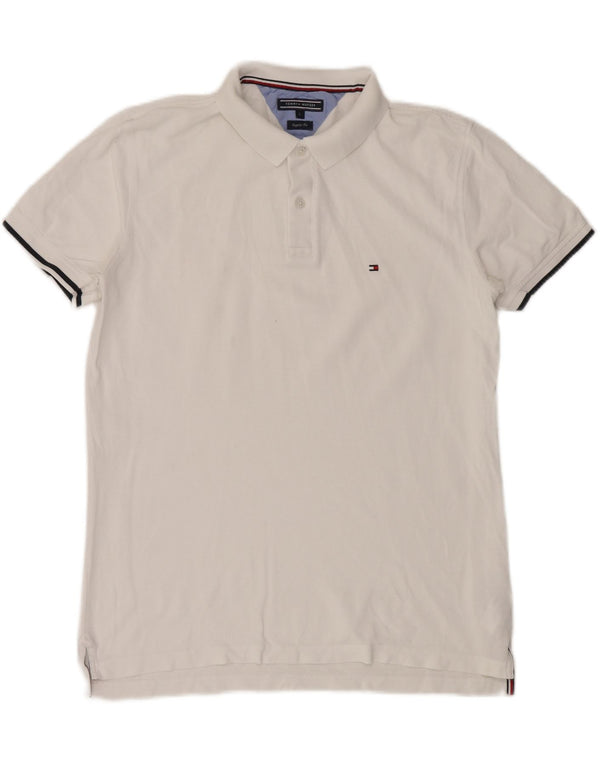 TOMMY HILFIGER Mens Regular Fit Polo Shirt Large White Cotton