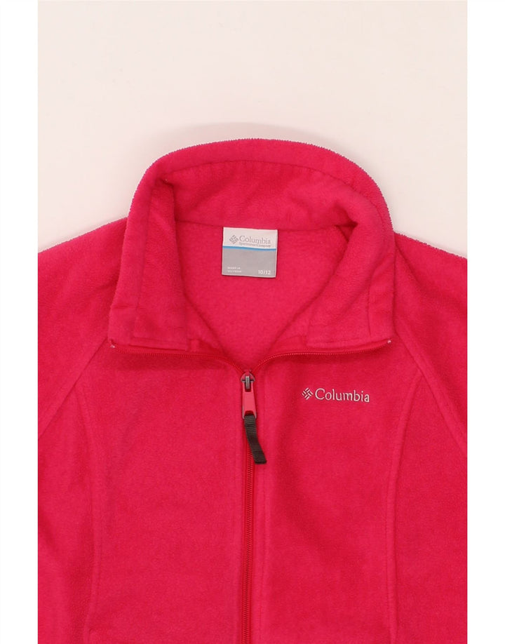 COLUMBIA Girls Fleece Jacket 10-11 Years Pink Polyester Vintage Columbia and Second-Hand Columbia from Messina Hembry 