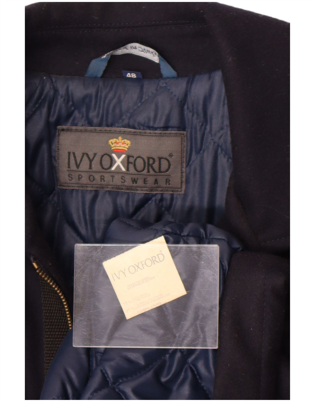 Ivy Oxford Mens Overcoat IT 48 Medium Navy Blue Wool