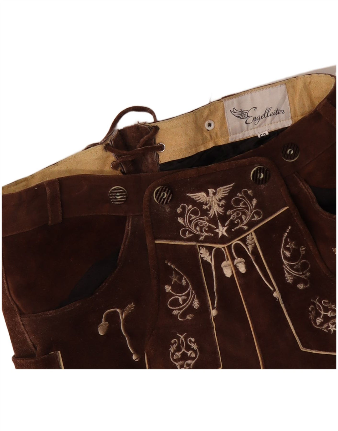 VINTAGE Womens Suede Shorts IT 50 XL W38  Brown Paisley Leather