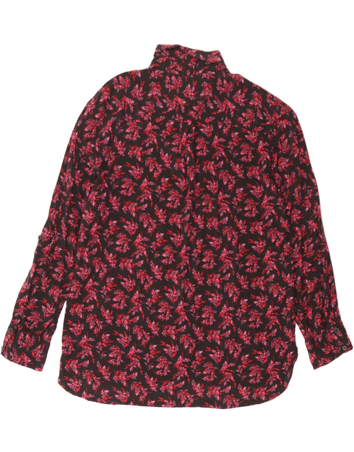 BENETTON Womens Shirt UK 14 Medium Black Floral Modal Vintage Benetton and Second-Hand Benetton from Messina Hembry 