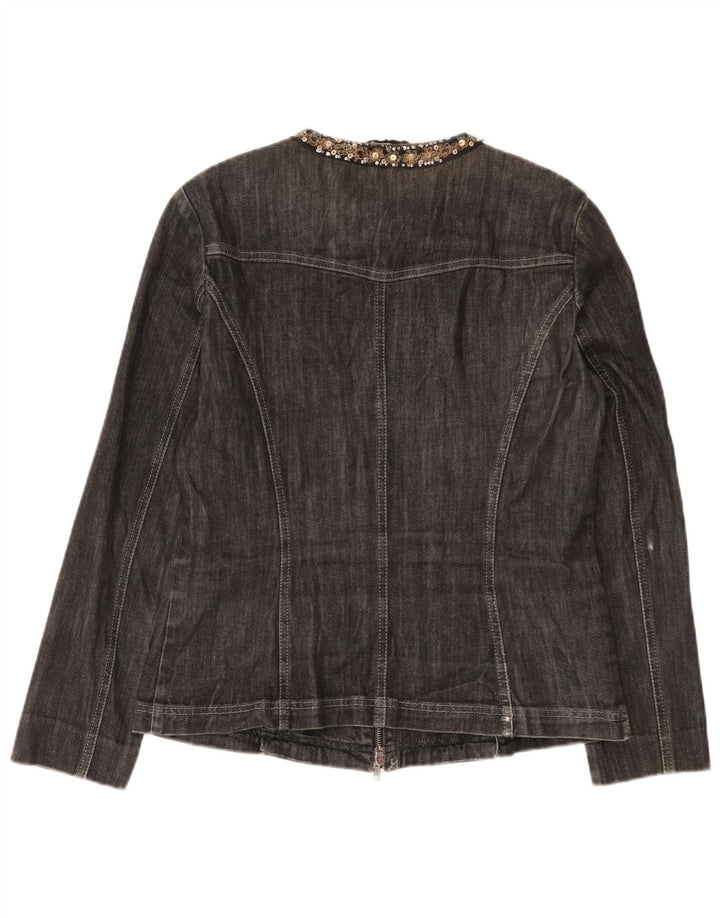 Marella Womens Denim Jacket UK 16 Large Grey Cotton