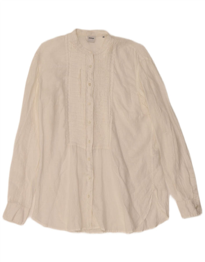 Aspesi Womens Tuxedo Shirt IT 46 Large White Linen