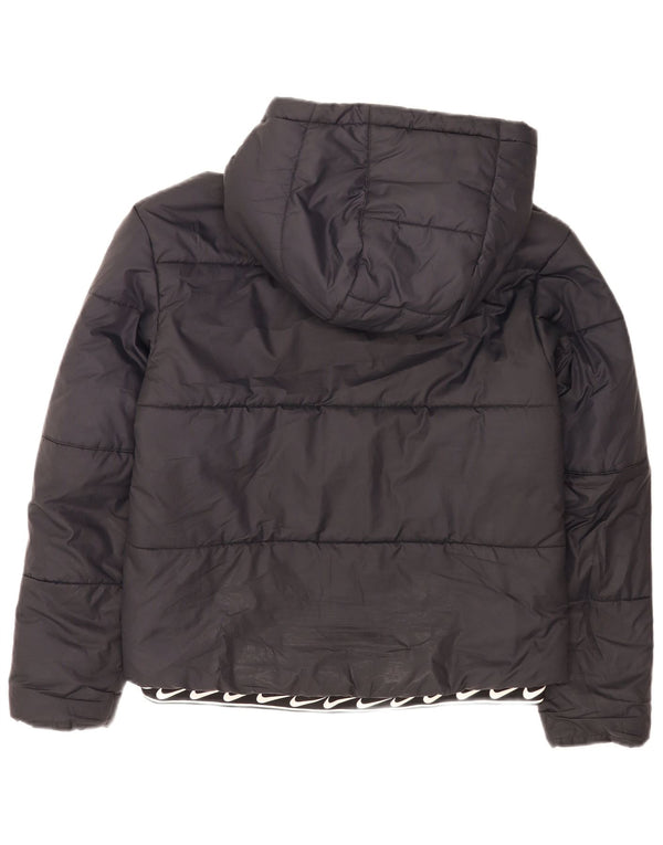 Nike Womens Graphic Hooded Padded Jacket UK 10 Small Black Polyester
