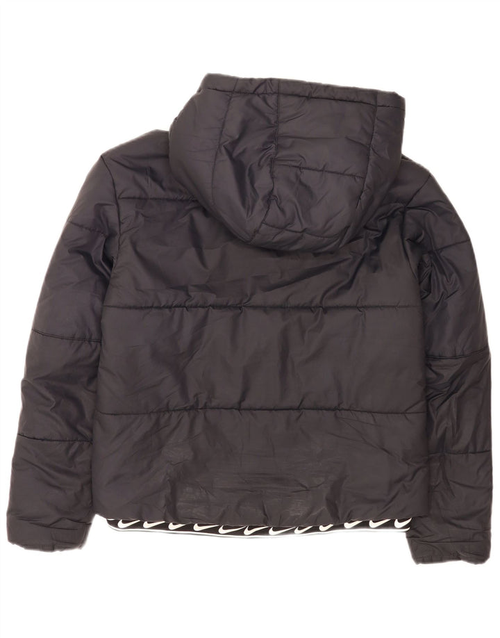 Nike Womens Graphic Hooded Padded Jacket UK 10 Small Black Polyester