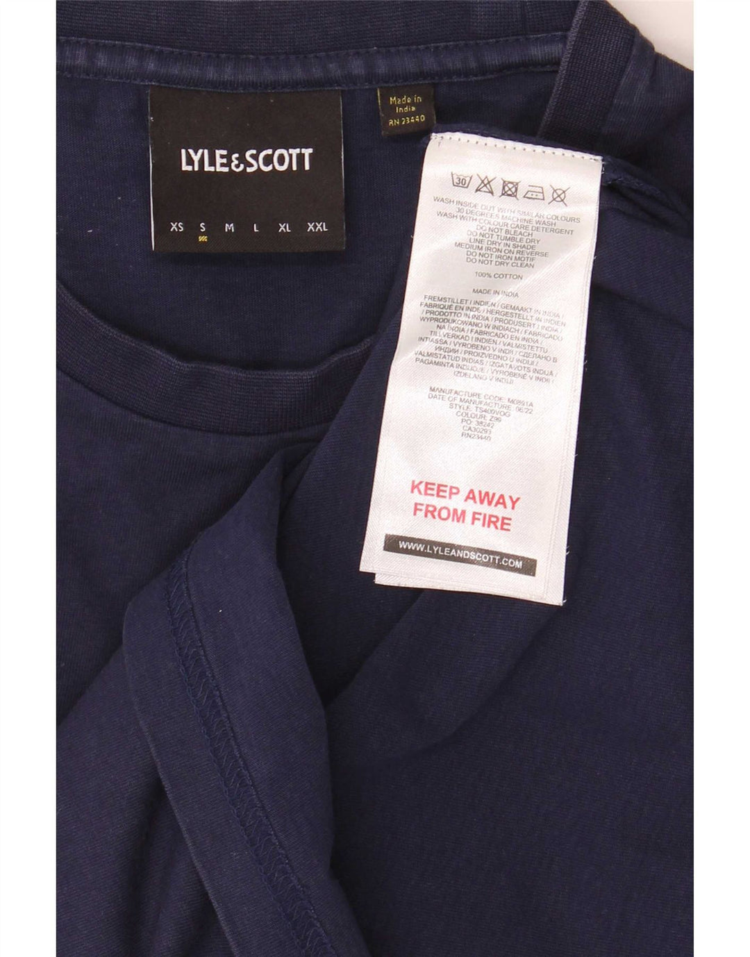 Lyle & Scott Mens T-Shirt Top Small Navy Blue Cotton