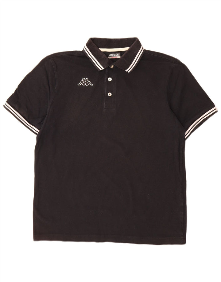 Kappa Mens Polo Shirt Large Black Striped